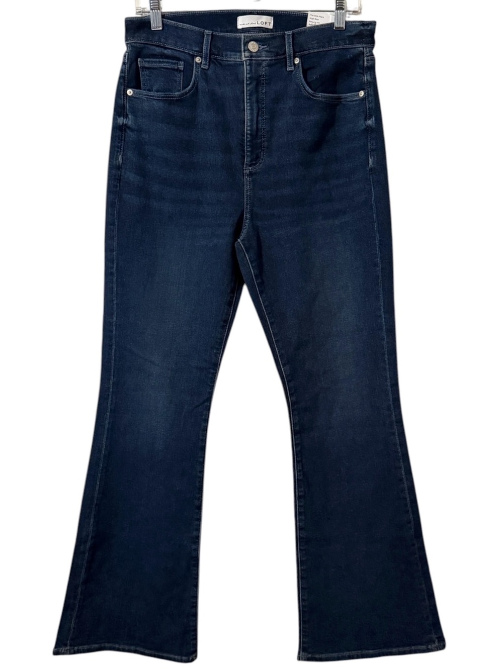 NWT LOFT The Slim Flare High Rise Regular Fit Jeans Dark Wash Sz 30 / 10 stretch